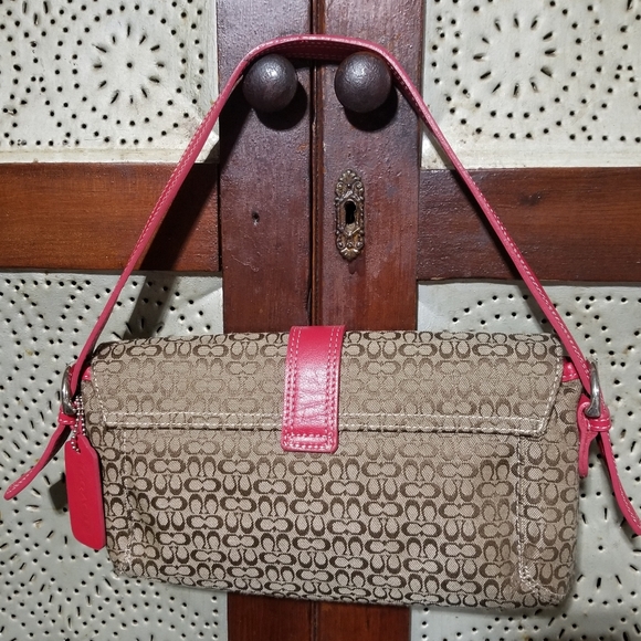 Coach Tan and Red Monogram small bag, Y2K vintage - Picture 2 of 5